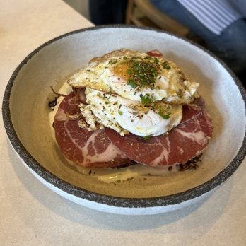 Krasi - Patates with Egg and Whipped Goat Cheese - Mediterranean Near Me - Boston, Massachusetts Krasi - Patates with Egg and Whipped Goat Cheese - Mediterranean Near Me - Boston, Massachusetts