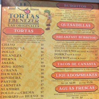 Tortas Ebenezer - Drive thru menu with lots of choices, but not a lot of explanation... - Sandwiches Near Me - Sparks, Nevada Tortas Ebenezer - Drive thru menu with lots of choices, but not a lot of explanation... - Sandwiches Near Me - Sparks, Nevada