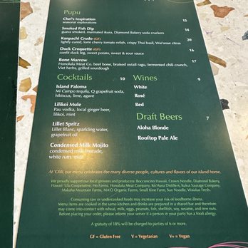 Olili - Drink menu - Desserts Near Me - Honolulu, Hawaii