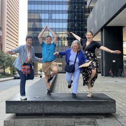 Adventure Games Team Building - Washington DC - Our team posing for a photo showing "balance."