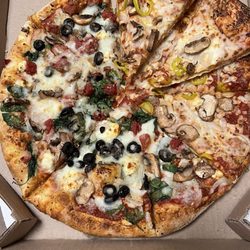 Domino’s Pizza - Leftovers of Large Specialty Pacific Vegetarian Pizza and Large mushroom, onions and banana peppers