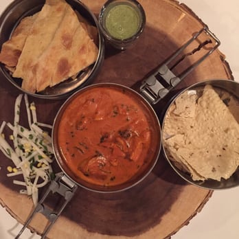 Vermilion - tiffin 'pindi' butter chicken: creamy tomato hued gravy, chutney with garlic nan. - Indian Near Me - Chicago, Illinois