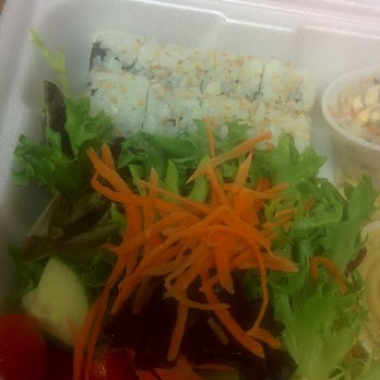 Lan Pan Asian Cafe - side salad and California roll that comes with their lunch specials - Pan Asian Near Me - Miami, Florida