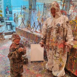 Cafe Pottery And The Splatter Paint Room - We are covered in paint! They give you everything.