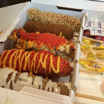 Two Hands Corn Dogs - Oxnard - Our Mega set (of 5 dogs) - Fast Food Near Me - Oxnard, California Two Hands Corn Dogs - Oxnard - Our Mega set (of 5 dogs) - Fast Food Near Me - Oxnard, California