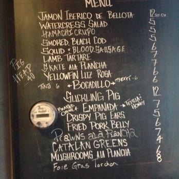 La Taberna - Sample pinxtos menu from 2/8/15 - Spanish Near Me - Napa, California