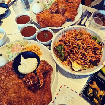 Lasung House - Jumbo Shrimp & Pork Cutlet Set x 2, and Spicy Cold Wheat Noodle - Korean Near Me - Los Angeles, California Lasung House - Jumbo Shrimp & Pork Cutlet Set x 2, and Spicy Cold Wheat Noodle - Korean Near Me - Los Angeles, California