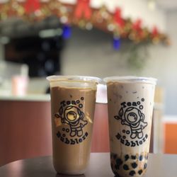 Tea Bubblers - Milk Tea with boba and Vietnamese Coffee with egg pudding