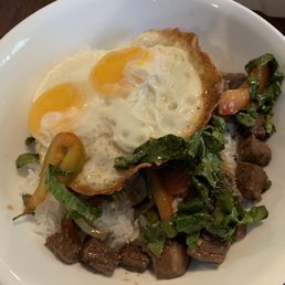 Combination rice platter with two sunny side up eggs Combination rice platter with two sunny side up eggs