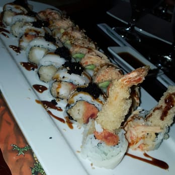 Yama Fuji - Ocean wave roll has the black tobiko on it and the other i think was the 2014 roll or something like that - Sushi Bars Near Me - Providence, Rhode Island