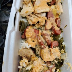Taste of Louisiana Utah - Rice, collards, chicken, sausage, and their signature cajun sauce