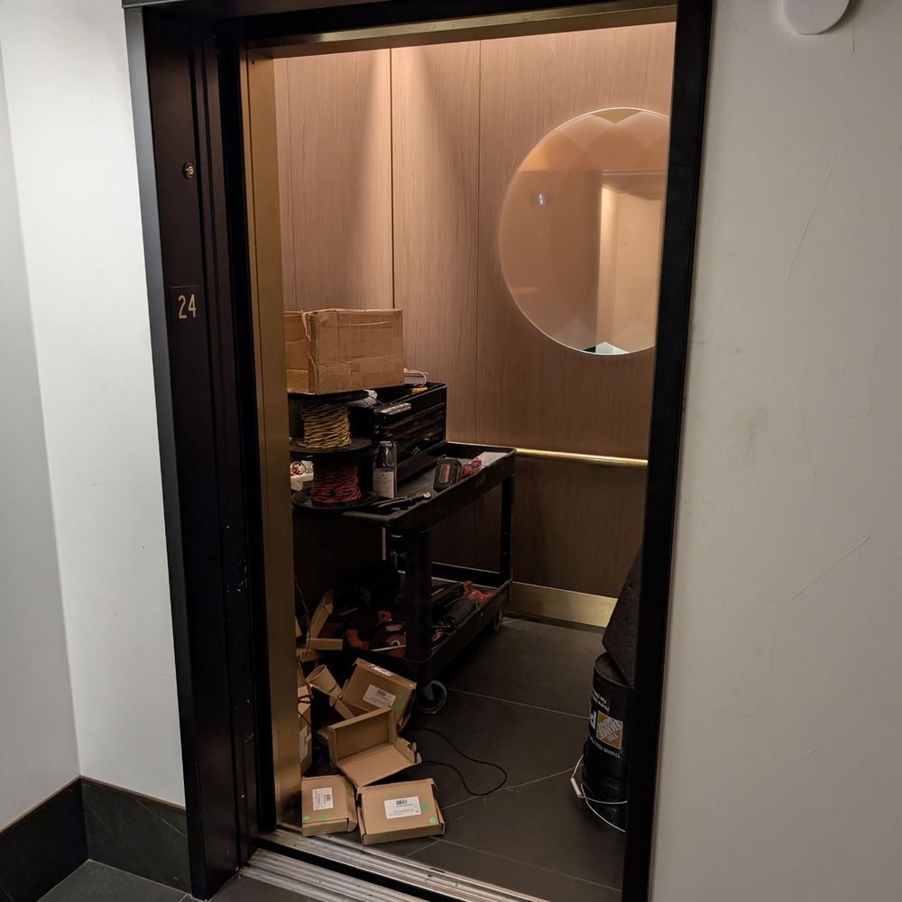 Who works on an elevator when guests are trying to sleep? At least wait until midday? Who works on an elevator when guests are trying to sleep? At least wait until midday?