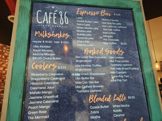 Menu photo 1 Cafe 86 Glendale, CA Menu photo 1 Cafe 86 Glendale, CA