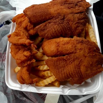 Old Bay Seafood - fish and chips in a styrofoam container - Seafood Near Me - Chesapeake, Virginia Old Bay Seafood - fish and chips in a styrofoam container - Seafood Near Me - Chesapeake, Virginia