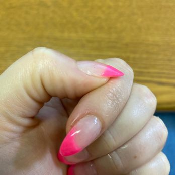 Wink Beauty Bar - Way more product on the color then on clear. Not smooth. - Nail Salons Near Me - Richardson, Texas Wink Beauty Bar - Way more product on the color then on clear. Not smooth. - Nail Salons Near Me - Richardson, Texas