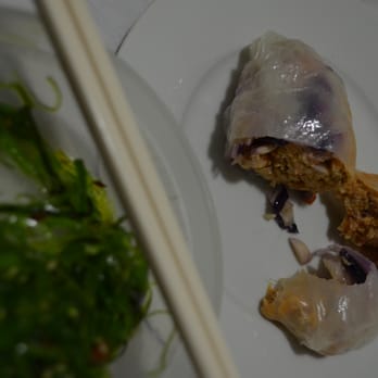 Pescatore Seafood - Salmon spring roll! And seaweed salad. - Seafood Markets Near Me - New York, New York
