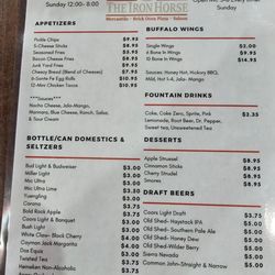 The Iron Horse - Page 2 of menu 8-31-23
