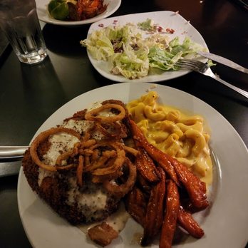 Red Door - Pork tenderloin, Mac and cheese, roasted sweet potato wedges - New American Near Me - Little Rock, Arkansas Red Door - Pork tenderloin, Mac and cheese, roasted sweet potato wedges - New American Near Me - Little Rock, Arkansas
