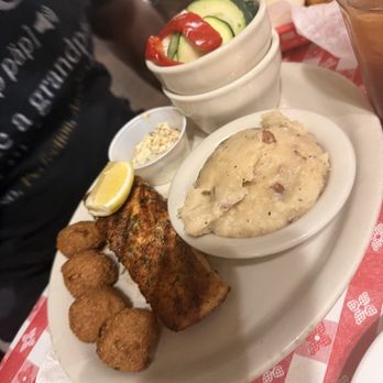 Mesquite Pit Steaks and Bar B Q - Salmon and hush puppies - Steakhouses Near Me - Granbury, Texas Mesquite Pit Steaks and Bar B Q - Salmon and hush puppies - Steakhouses Near Me - Granbury, Texas