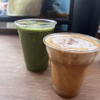 Mandarin Coffee Stand - Matcha latte with almond milk and Vienna latte - Coffee & Tea Near Me - Pasadena, California Mandarin Coffee Stand - Matcha latte with almond milk and Vienna latte - Coffee & Tea Near Me - Pasadena, California