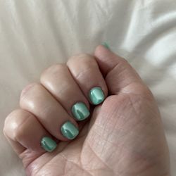 NC Nail Spa - Acrylic nails with chrom over polish