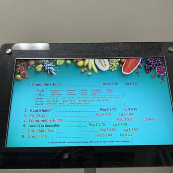 Fruiggies - MENU as of OCT 2022 - Juice Bars & Smoothies Near Me - San Gabriel, California