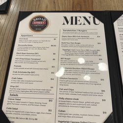 Broad Street Tavern and Grill - Menu