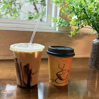 The Bean and Bakery - Iced Moose Tracks and standard hot latte - Coffee & Tea Near Me - Concord, New Hampshire The Bean and Bakery - Iced Moose Tracks and standard hot latte - Coffee & Tea Near Me - Concord, New Hampshire
