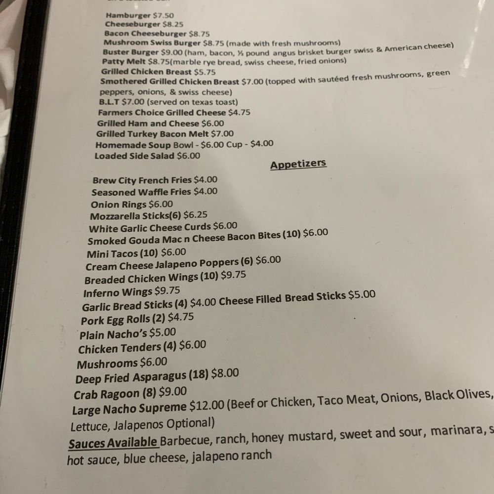 Side Street Station - Menu part one - Bars Near Me - Mishicot, Wisconsin