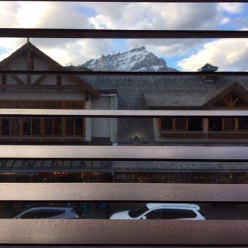 The Maple Leaf - View from our table of Cascade Mountain - Canadian (New) Near Me - Banff, Alberta
