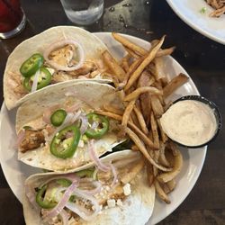 Junior's Restaurant & Tap House - Cauliflower Tacos with blackened chicken