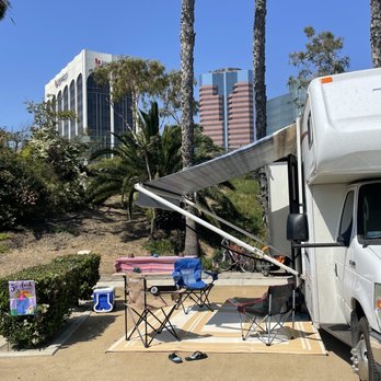 Golden Shore RV Resort  - Spot 1. No grass or shade. Still made it work. - Campgrounds Near Me - Long Beach, California