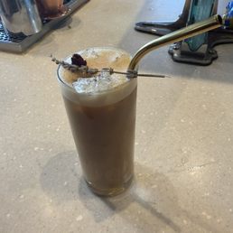 Iced Flora with oatmilk.