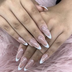 Deluxe Nails - Acrylic fill in with french and rhinestone design