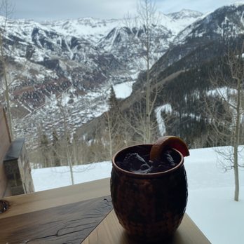 Allred's - Jalapeño mule and the view - New American Near Me - Telluride, Colorado