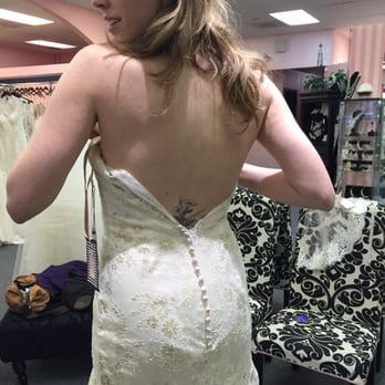 The Bridal Gallery - Trying it on, trying to figure out how we would/could alter it. - Bridal Near Me - Salem, Oregon