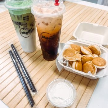 Montea Boba - Had to order the Banana matcha AGAIN, the best Thai iced tea with a side of mini pancakes - Bubble Tea Near Me - Stockton, California