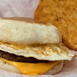Dave's - New item!  English muffins with egg, cheese & choice of meat. Add & hash brown & it's a meal.