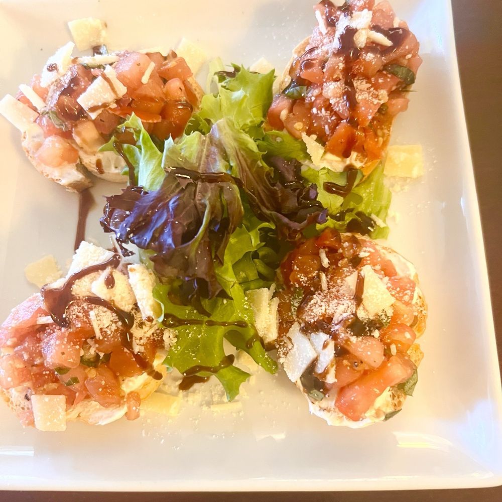 $5 Happy Hour small plate Bruschetta. Delicious and fresh ingredients.