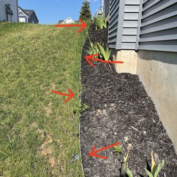 DeHamer Landscaping - Crooked metal frames between mulch and grass - Nurseries & Gardening Near Me - Grandville, Michigan DeHamer Landscaping - Crooked metal frames between mulch and grass - Nurseries & Gardening Near Me - Grandville, Michigan