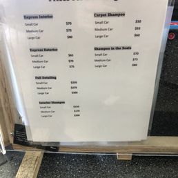 Prices for detailing. The mini detail has increased.