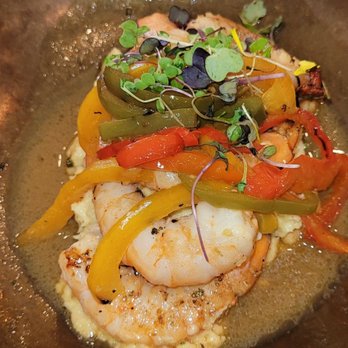 Bistro Saint Emanuel - Gulf Prawns with Polenta - French Near Me - Mobile, Alabama Bistro Saint Emanuel - Gulf Prawns with Polenta - French Near Me - Mobile, Alabama