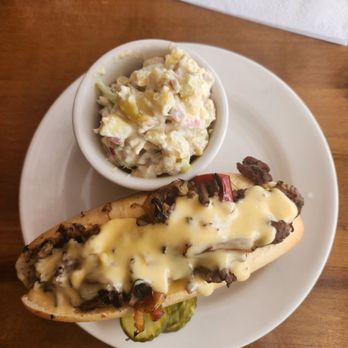 104 Main Public House - Steak and beer cheese with potato salad - American Near Me - Topsham, Maine