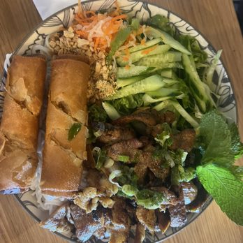 Xin Chao Eatery - Vermicelli with pork and fried spring rolls. - Vietnamese Near Me - San Diego, California Xin Chao Eatery - Vermicelli with pork and fried spring rolls. - Vietnamese Near Me - San Diego, California