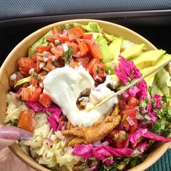 Dos Rios Tacos - $20 chicken burrito bowl with cheese. May 2025