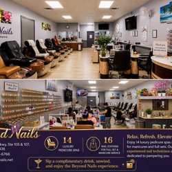 Beyond Nails - Salon's interior with 14 pedicure spas and 16 nail stations.