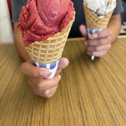 Marionberry sorbet and cookie jar ice cream