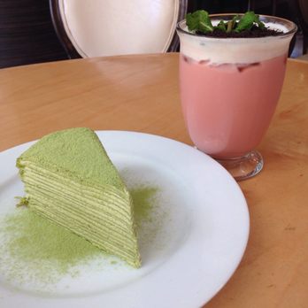 Prince Tea House - Matcha crepe, lavender rose drink - Tea Rooms Near Me - Flushing, New York