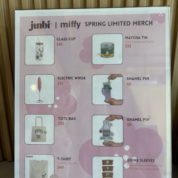 Junbi Matcha & Tea - Spring Limited Merch Menu - Bubble Tea Near Me - Mountain View, California
