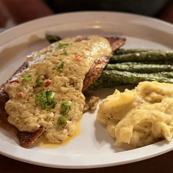 Boots Steakhouse - Blackened Trout with an étouffée sauce. Skip the sauce and let the trout shine! - Steakhouses Near Me - Dillsboro, North Carolina